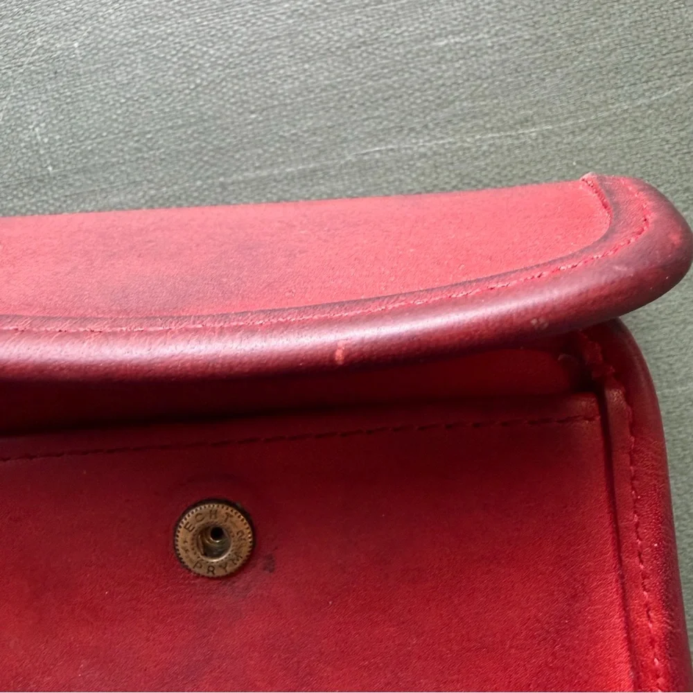 COACH Multifunction Purse #7219 Red Leather Vintage 1990s Minimalist Coin Wallet - Picture 15 of 16